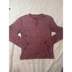 Bruno Milano Henley Shirt Mens Small Burgundy Excellent Long Sleeve Space Dye